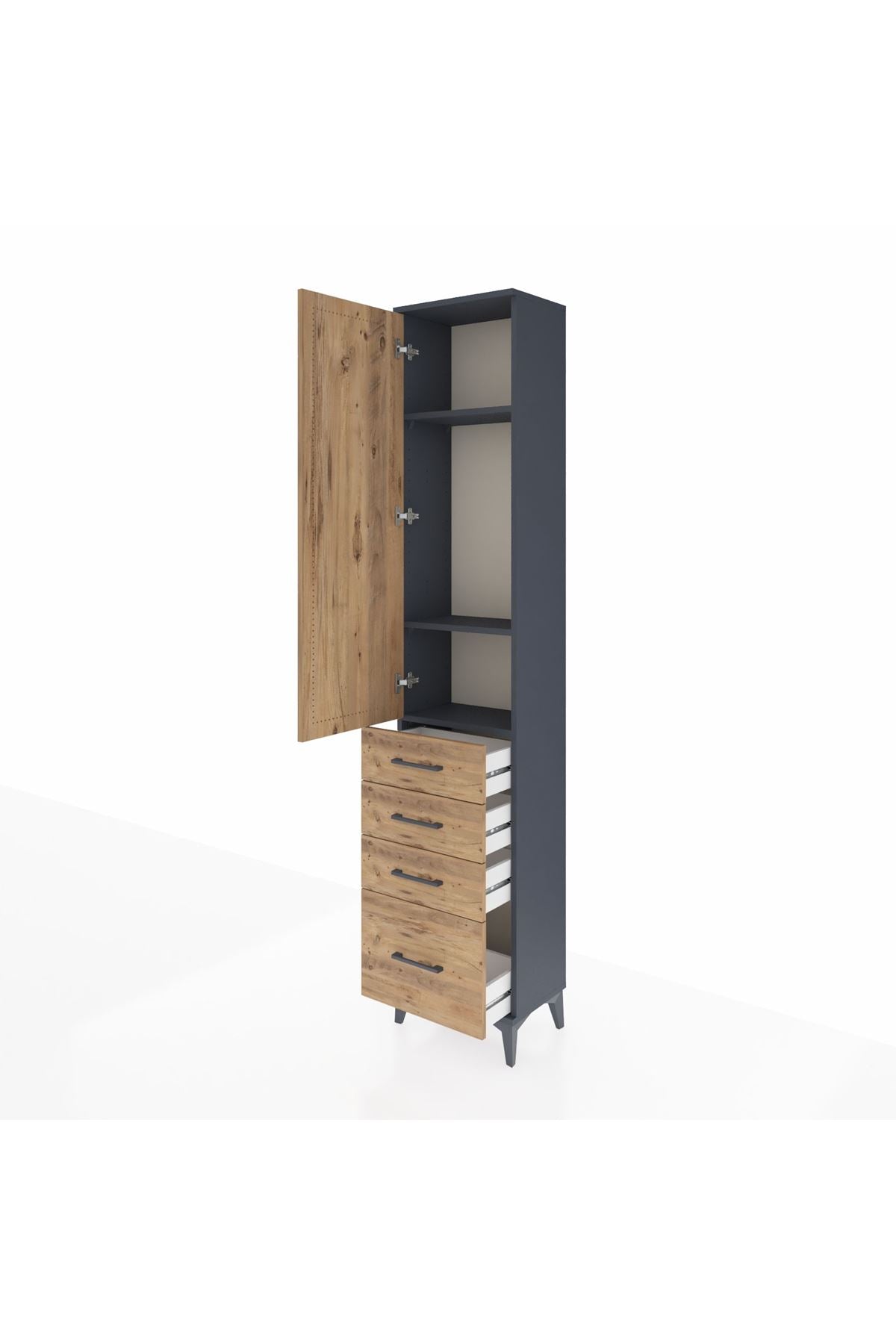 Arges Dolap 3 Raflı 4 Çekmeceli Tek Kapaklı 44x30x221 - S28M053V6A