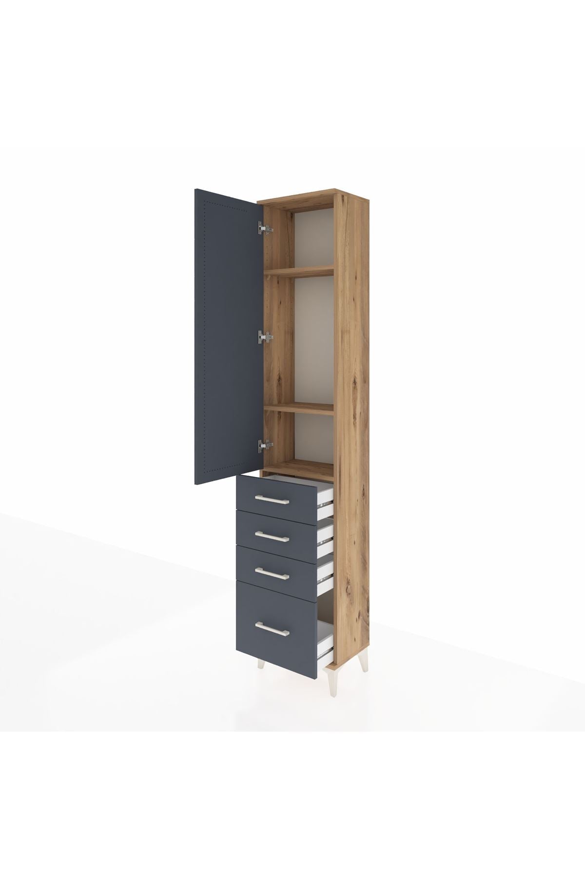 Arges Dolap 3 Raflı 4 Çekmeceli Tek Kapaklı 44x30x221 - S28M053V8A