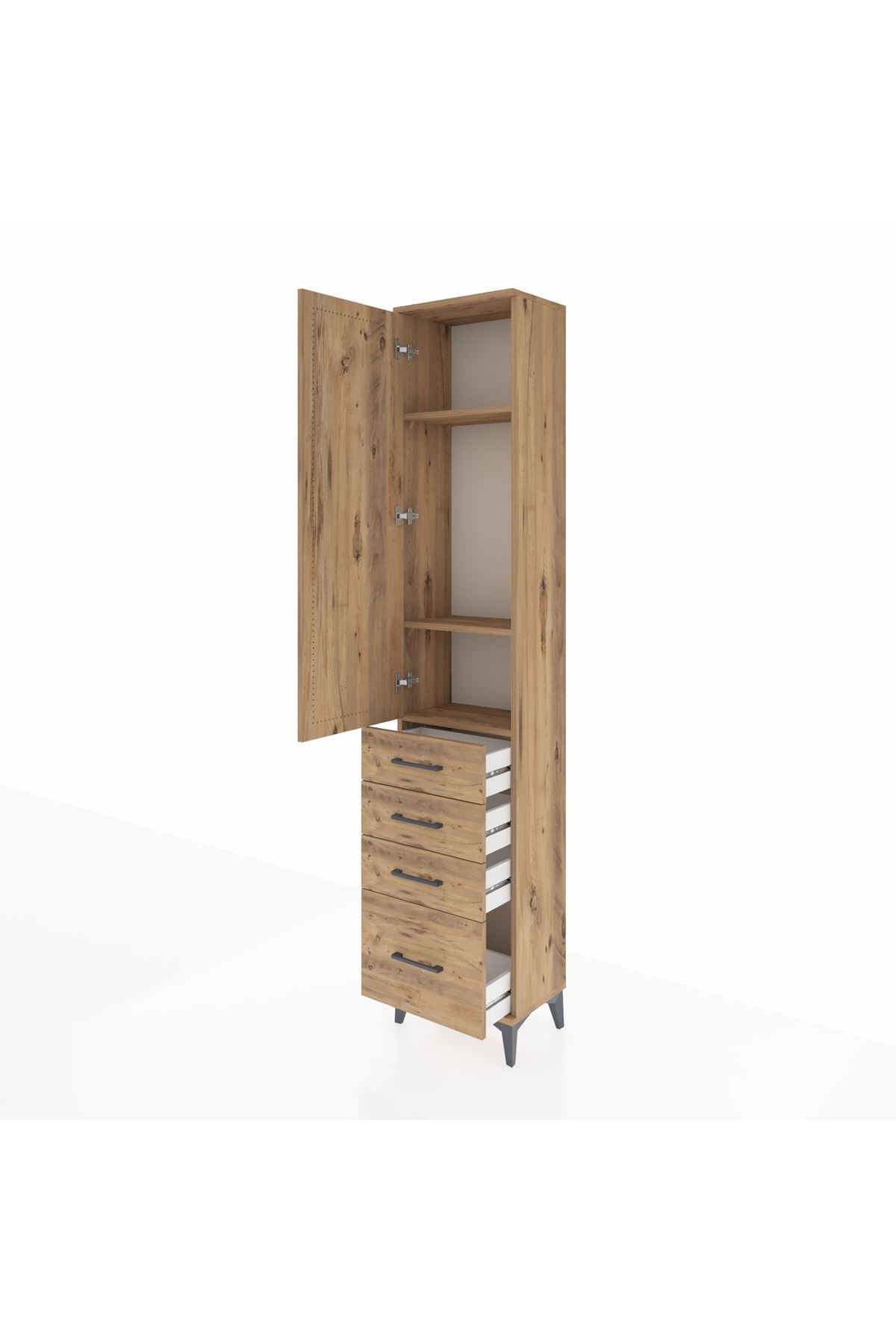Arges Dolap 3 Raflı 4 Çekmeceli Tek Kapaklı 44x30x221 - S28M053V9A