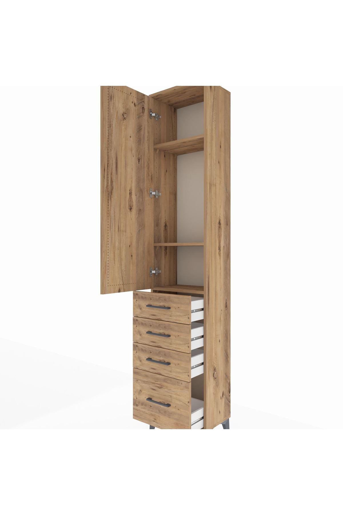 Arges Dolap 3 Raflı 4 Çekmeceli Tek Kapaklı 44x30x221 - S28M053V9A