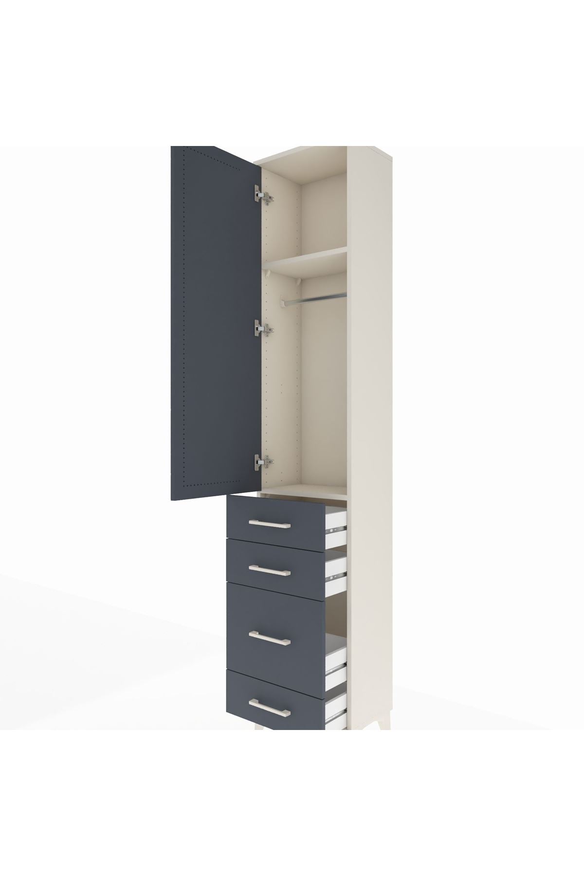 Arges Dolap 2 Raflı 4 Çekmeceli Tek Askılı 44x30x221 - S28M055V2A