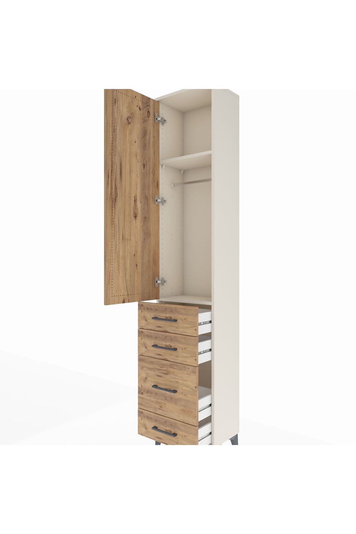 Arges Dolap 2 Raflı 4 Çekmeceli Tek Askılı 44x30x221 - S28M055V3A