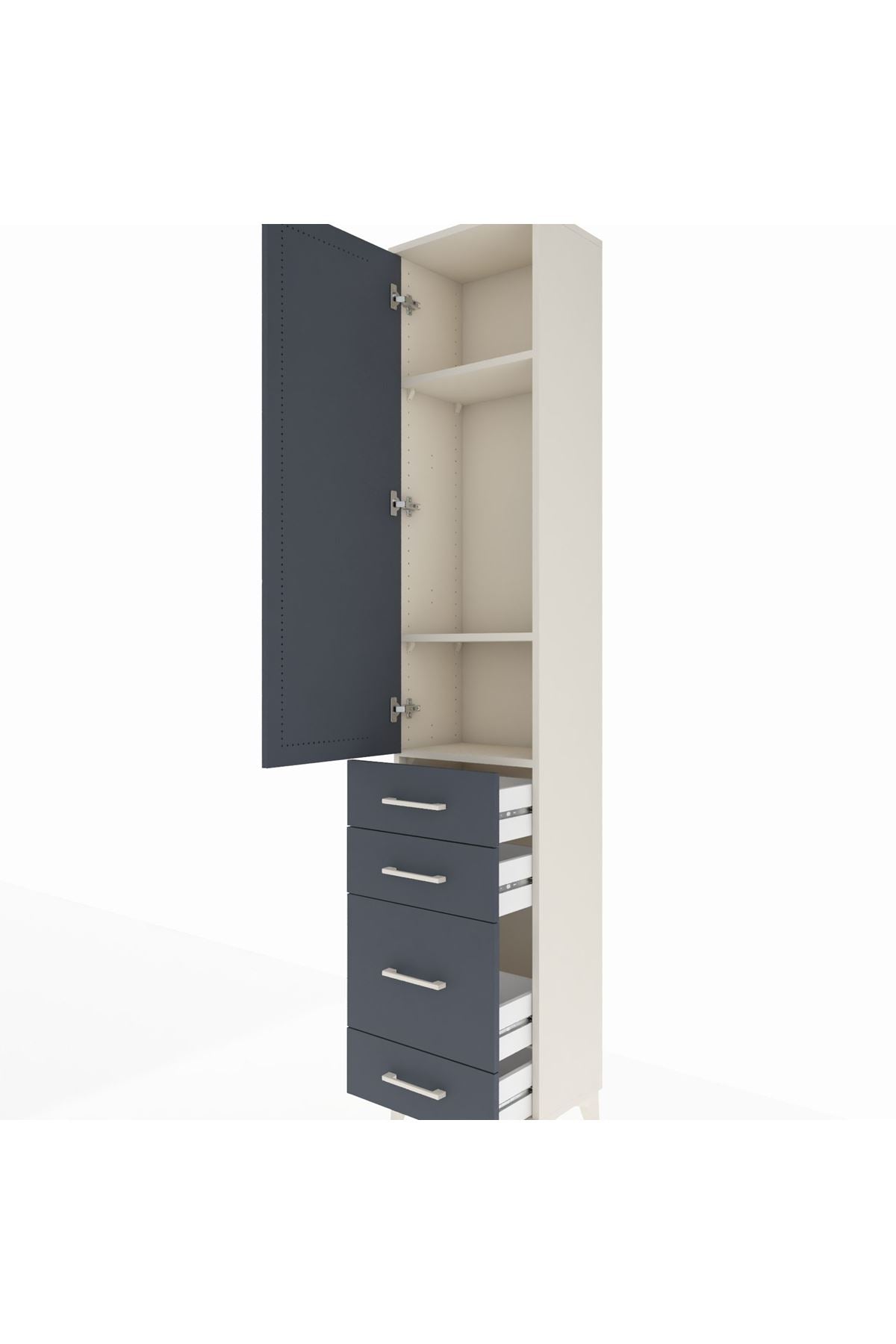 Arges Dolap 3 Raflı 4 Çekmeceli Tek Kapaklı 44x30x221 - S28M056V2A