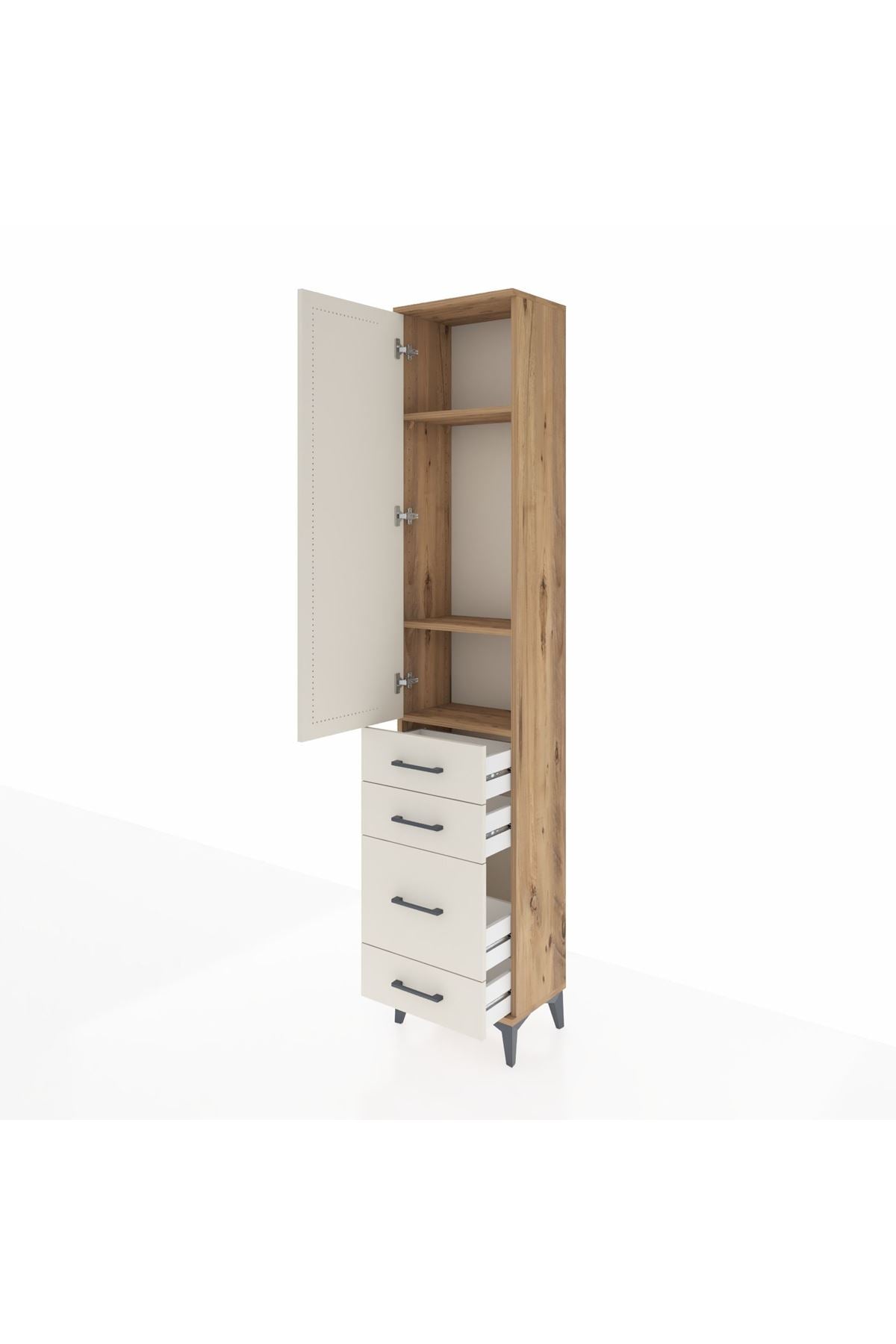 Arges Dolap 3 Raflı 4 Çekmeceli Tek Kapaklı 44x30x221 - S28M056V7A