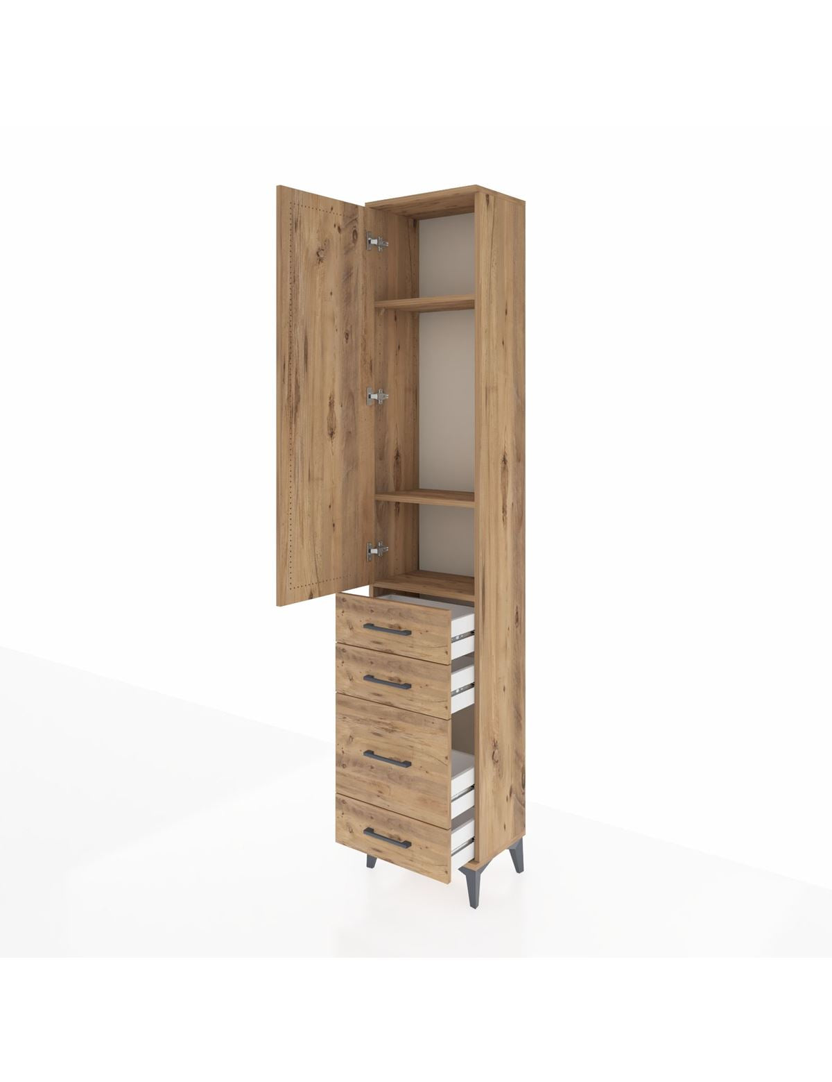 Arges Dolap 3 Raflı 4 Çekmeceli Tek Kapaklı 44x30x221 - S28M056V9A