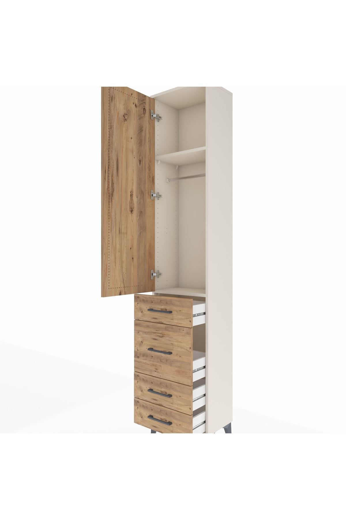 Arges Dolap 2 Raflı 4 Çekmeceli Tek Askılı 44x30x221 - S28M058V3A