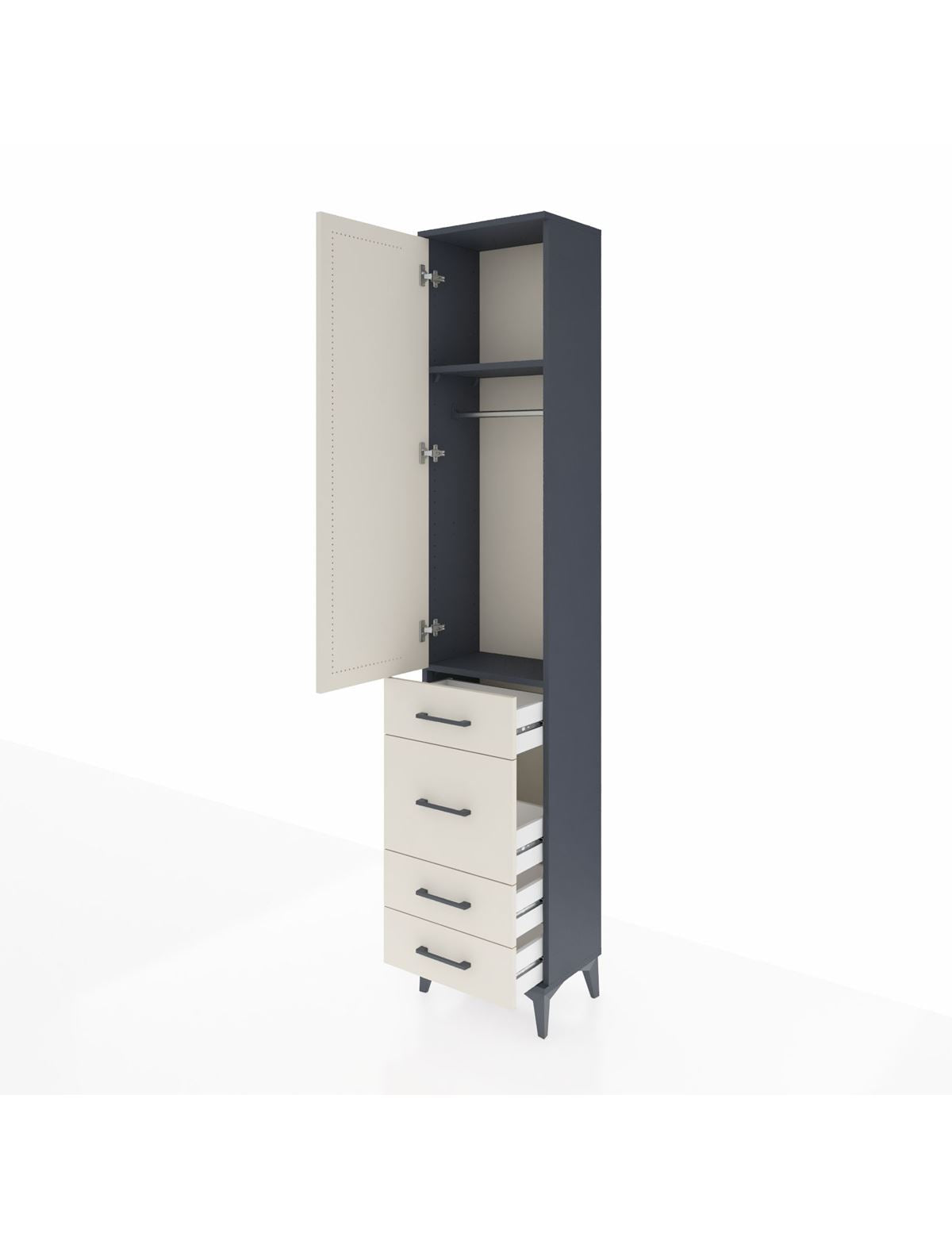 Arges Dolap 2 Raflı 4 Çekmeceli Tek Askılı 44x30x221 - S28M058V4A