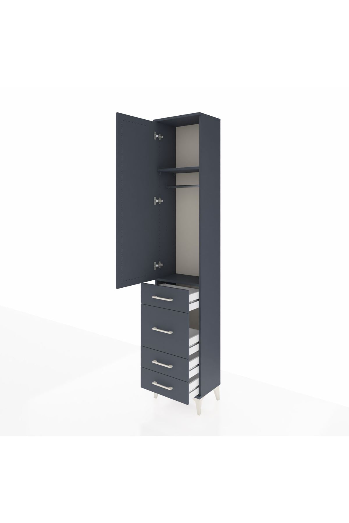 Arges Dolap 2 Raflı 4 Çekmeceli Tek Askılı 44x30x221 - S28M058V5A