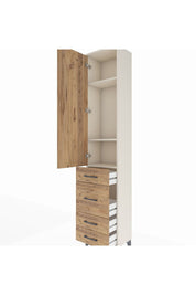Arges Dolap 3 Raflı 4 Çekmeceli Tek Kapaklı 44x30x221 - S28M059V3A