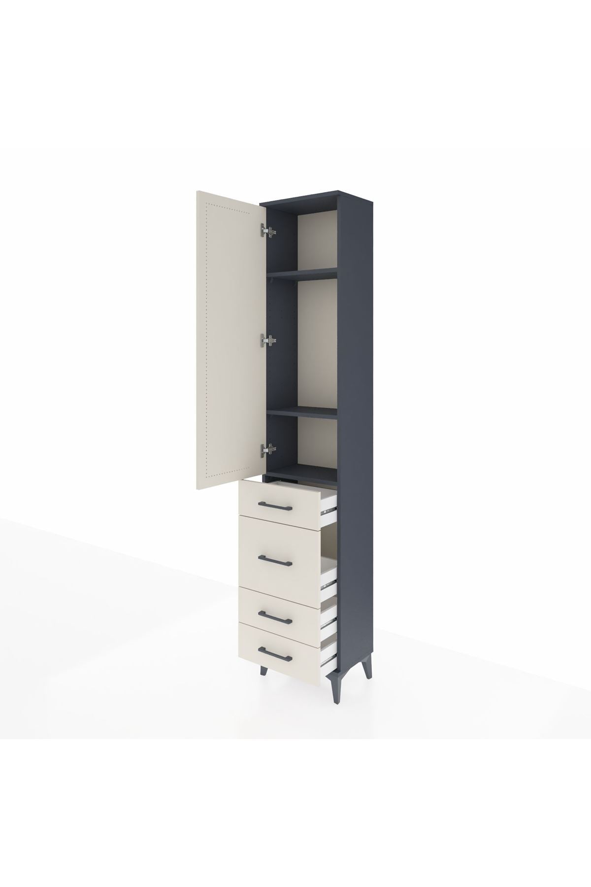 Arges Dolap 3 Raflı 4 Çekmeceli Tek Kapaklı 44x30x221 - S28M059V4A