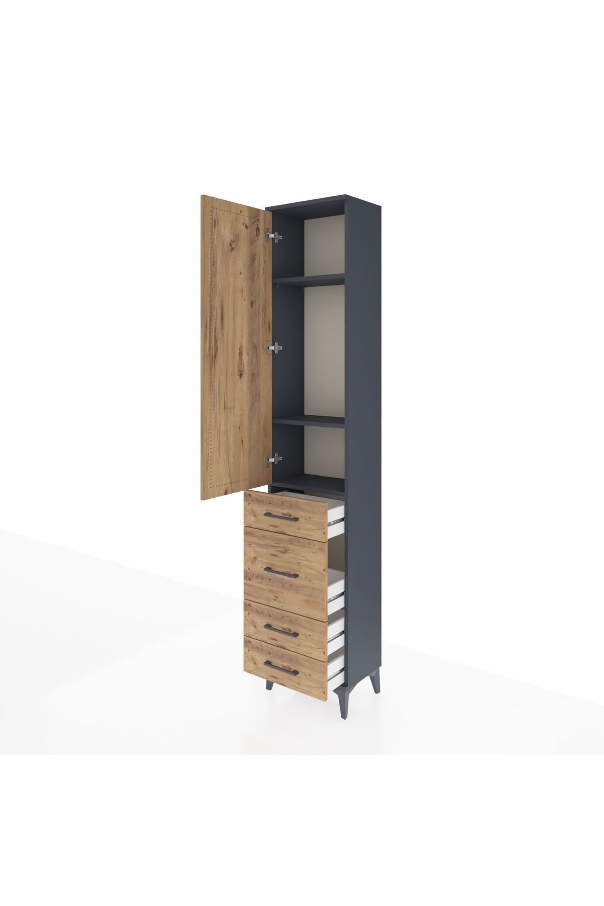 Arges Dolap 3 Raflı 4 Çekmeceli Tek Kapaklı 44x30x221 - S28M059V6A