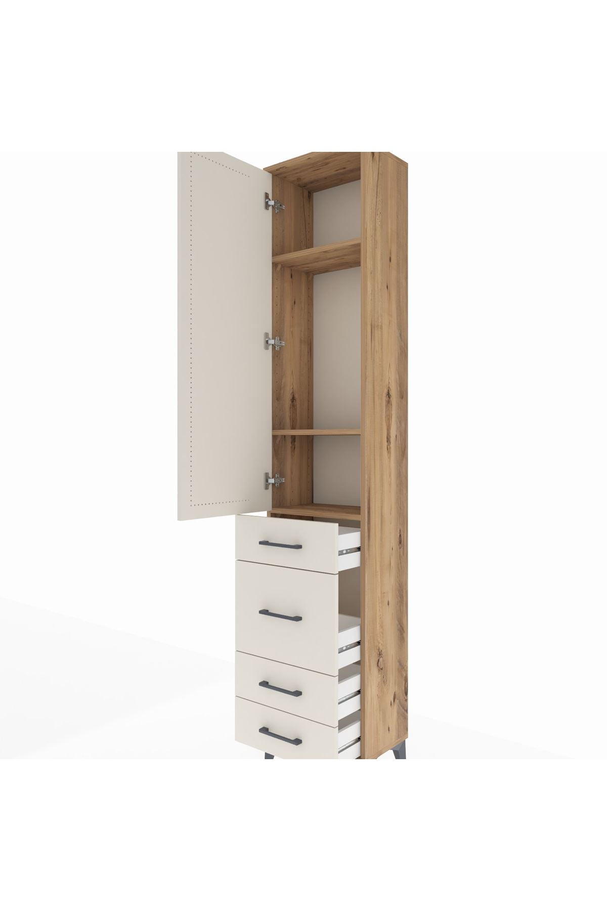 Arges Dolap 3 Raflı 4 Çekmeceli Tek Kapaklı 44x30x221 - S28M059V7A