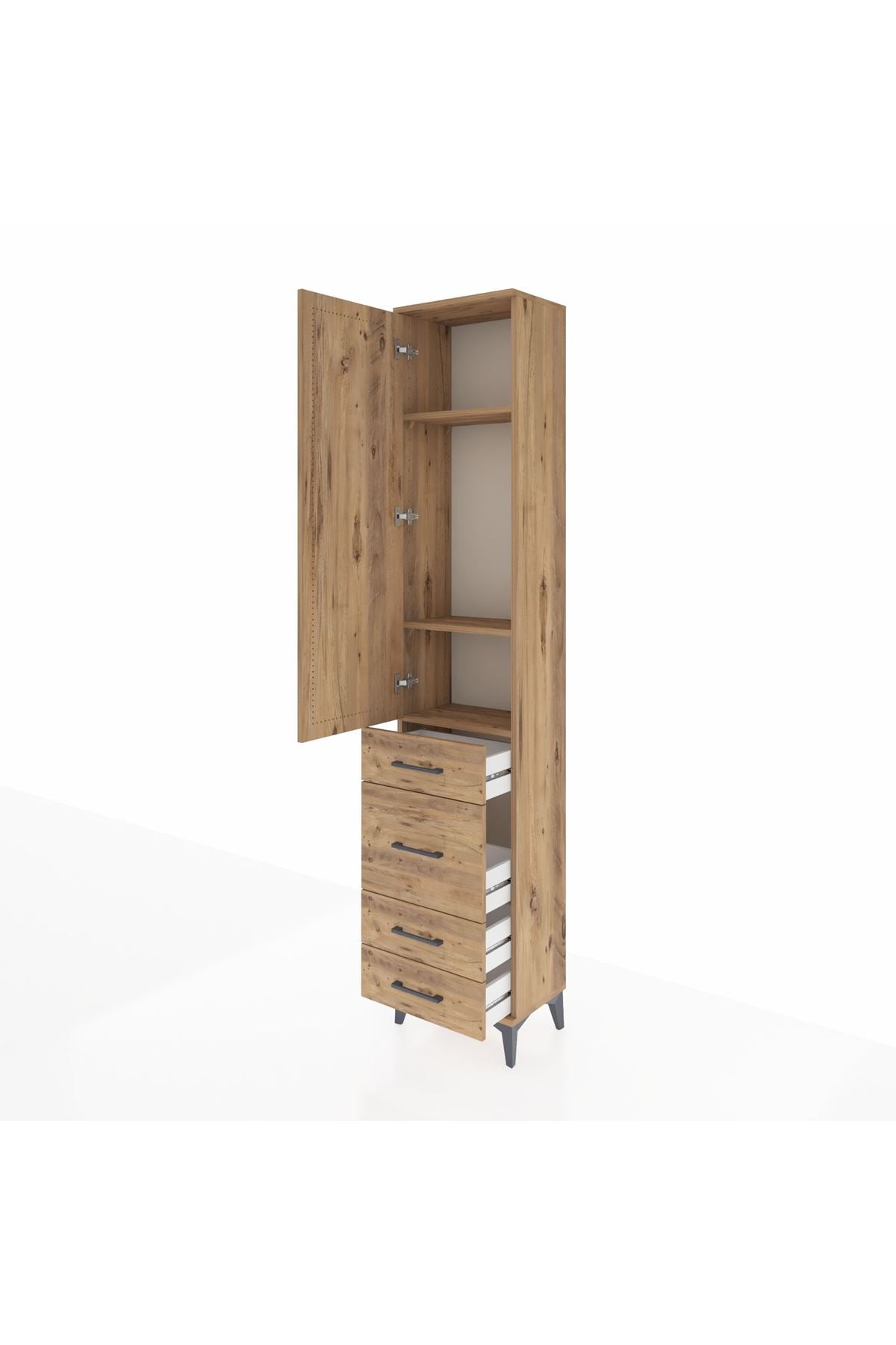 Arges Dolap 3 Raflı 4 Çekmeceli Tek Kapaklı 44x30x221 - S28M059V9A