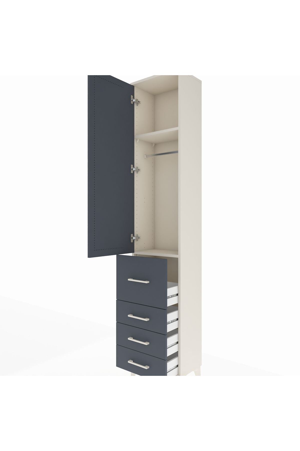 Arges Dolap 2 Raflı 4 Çekmeceli Tek Askılı 44x30x221 - S28M061V2A