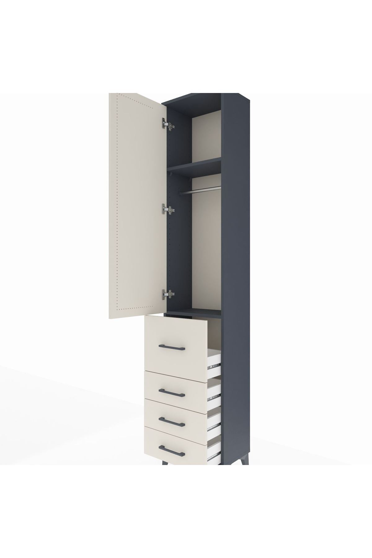 Arges Dolap 2 Raflı 4 Çekmeceli Tek Askılı 44x30x221 - S28M061V4A