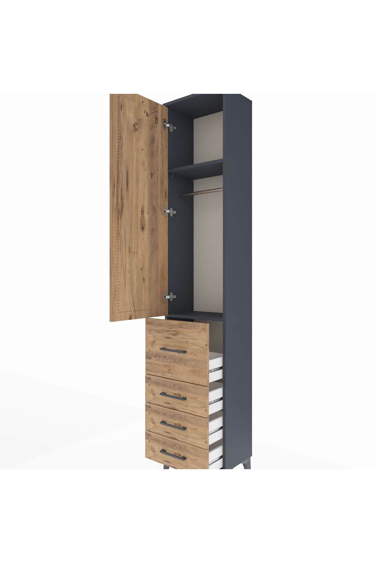Arges Dolap 2 Raflı 4 Çekmeceli Tek Askılı 44x30x221 - S28M061V6A