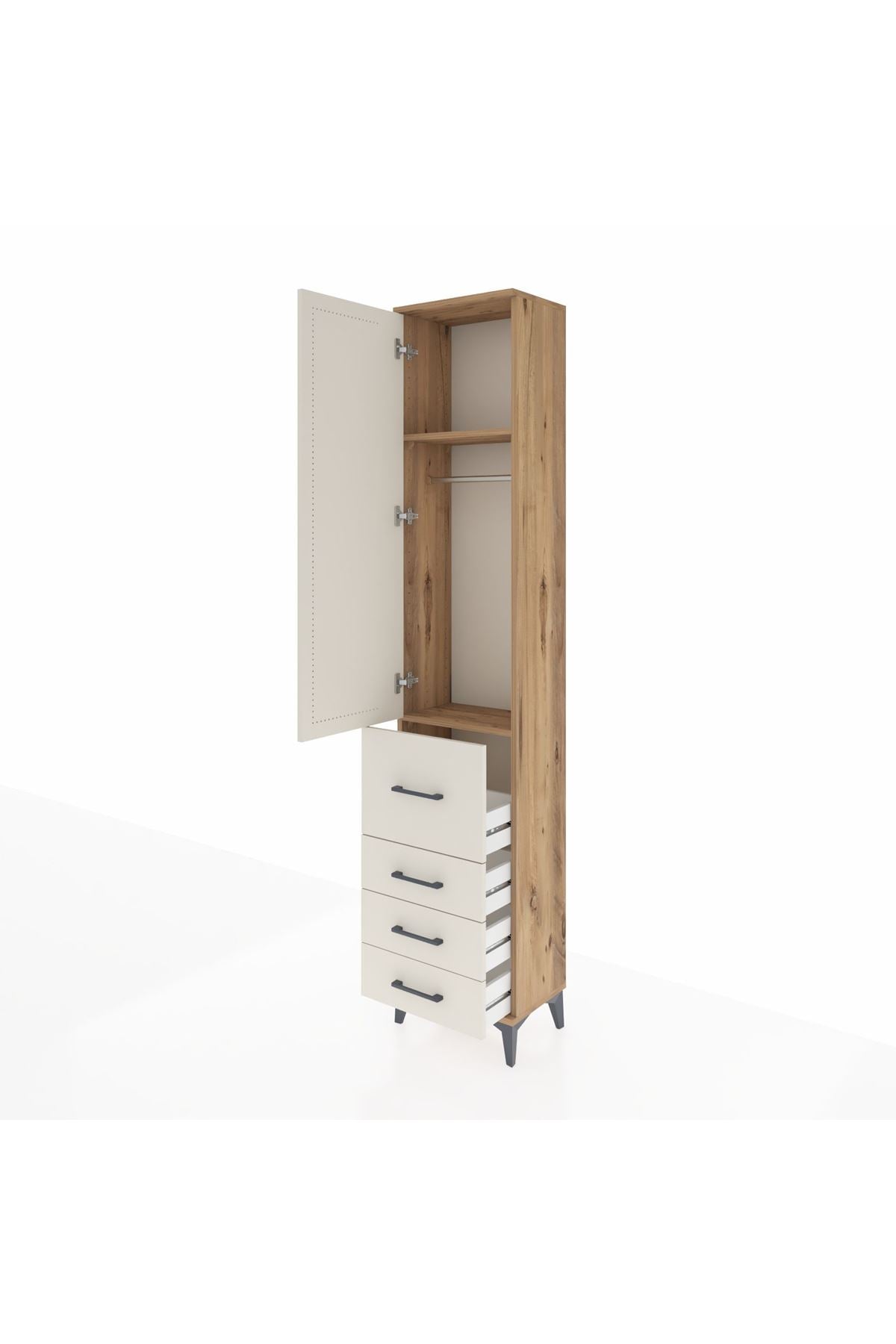 Arges Dolap 2 Raflı 4 Çekmeceli Tek Askılı 44x30x221 - S28M061V7A