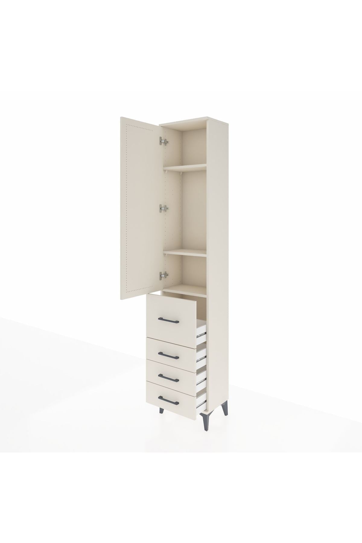 Arges Dolap 3 Raflı 4 Çekmeceli Tek Kapaklı 44x30x221 - S28M062V1A