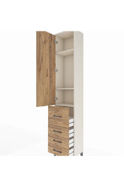 Arges Dolap 3 Raflı 4 Çekmeceli Tek Kapaklı 44x30x221 - S28M062V3A