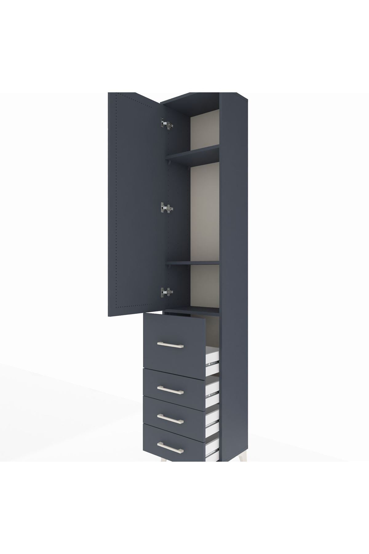 Arges Dolap 3 Raflı 4 Çekmeceli Tek Kapaklı 44x30x221 - S28M062V5A