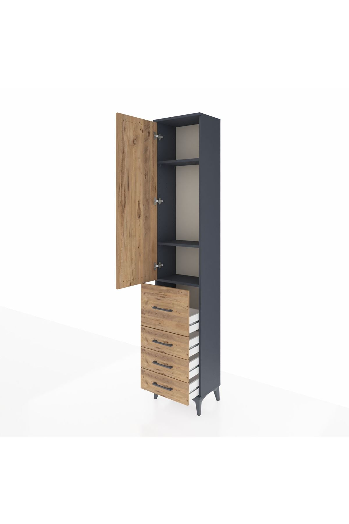 Arges Dolap 3 Raflı 4 Çekmeceli Tek Kapaklı 44x30x221 - S28M062V6A