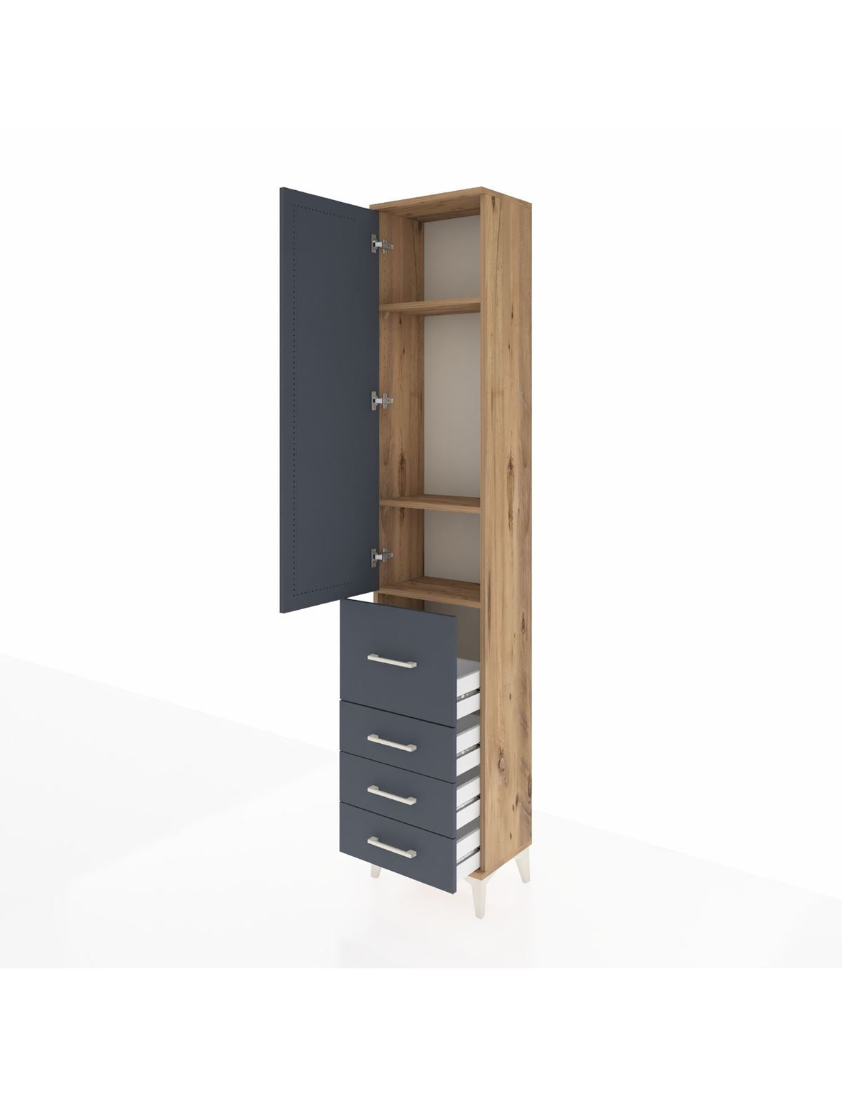 Arges Dolap 3 Raflı 4 Çekmeceli Tek Kapaklı 44x30x221 - S28M062V8A