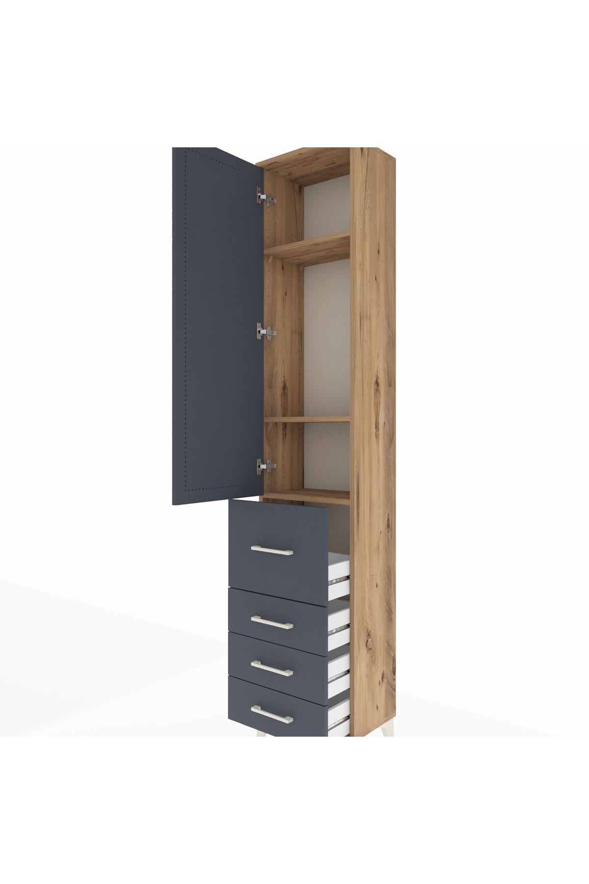 Arges Dolap 3 Raflı 4 Çekmeceli Tek Kapaklı 44x30x221 - S28M062V8A