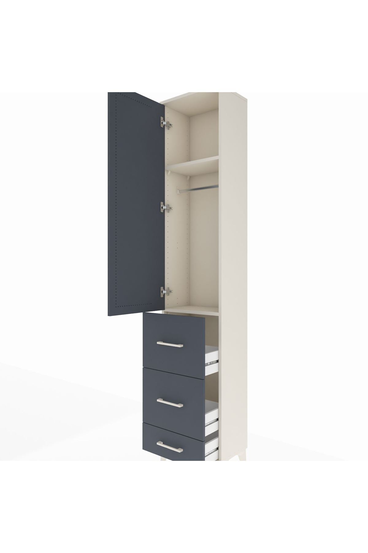 Arges Dolap 2 Raflı 3 Çekmeceli Tek Askılı 44x30x221 - S28M064V2A