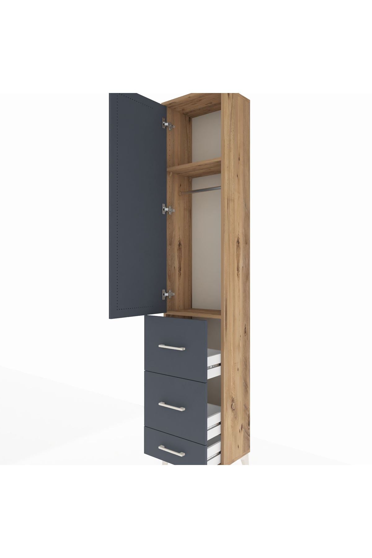 Arges Dolap 2 Raflı 3 Çekmeceli Tek Askılı 44x30x221 - S28M064V8A