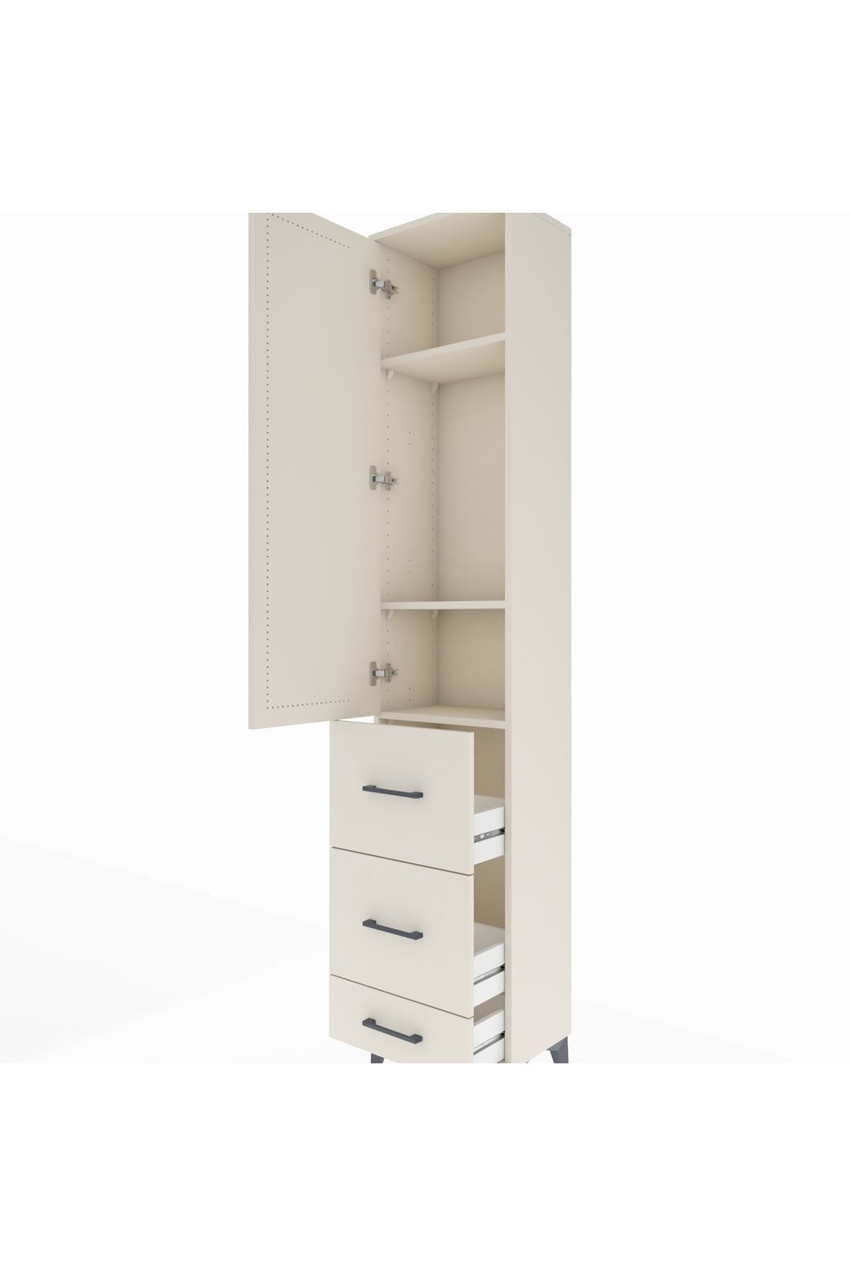 Arges Dolap 3 Raflı 3 Çekmeceli Tek Kapaklı 44x30x221 - S28M065V1A