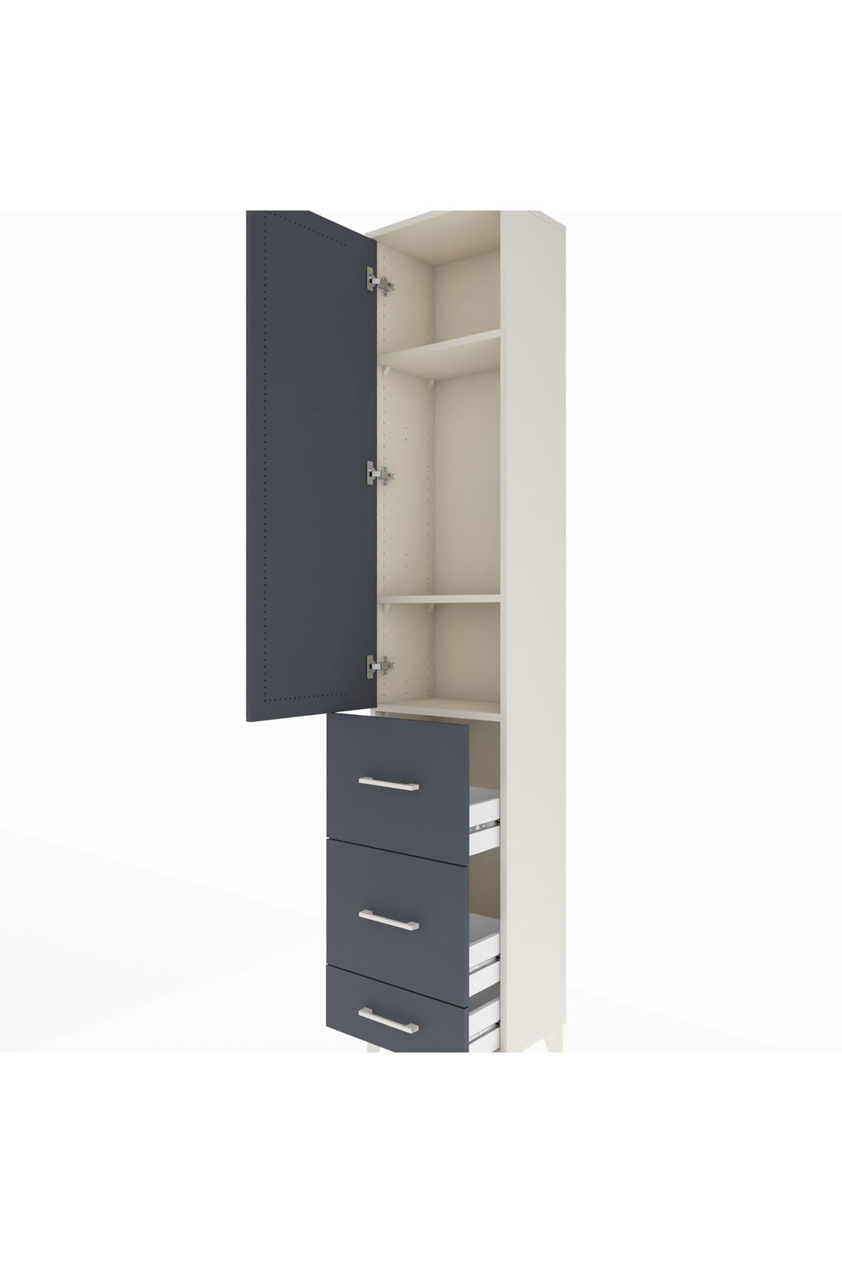 Arges Dolap 3 Raflı 3 Çekmeceli Tek Kapaklı 44x30x221 - S28M065V2A