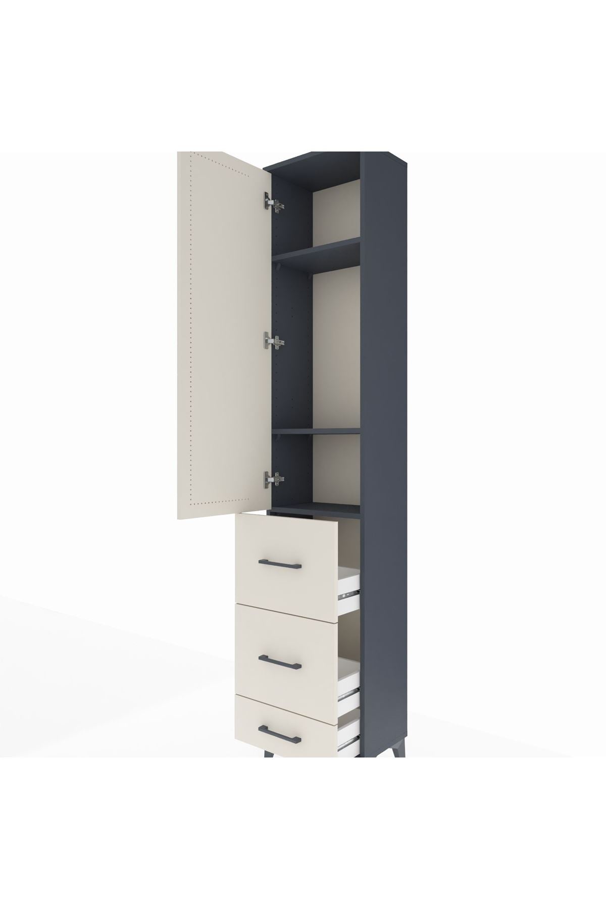Arges Dolap 3 Raflı 3 Çekmeceli Tek Kapaklı 44x30x221 - S28M065V4A