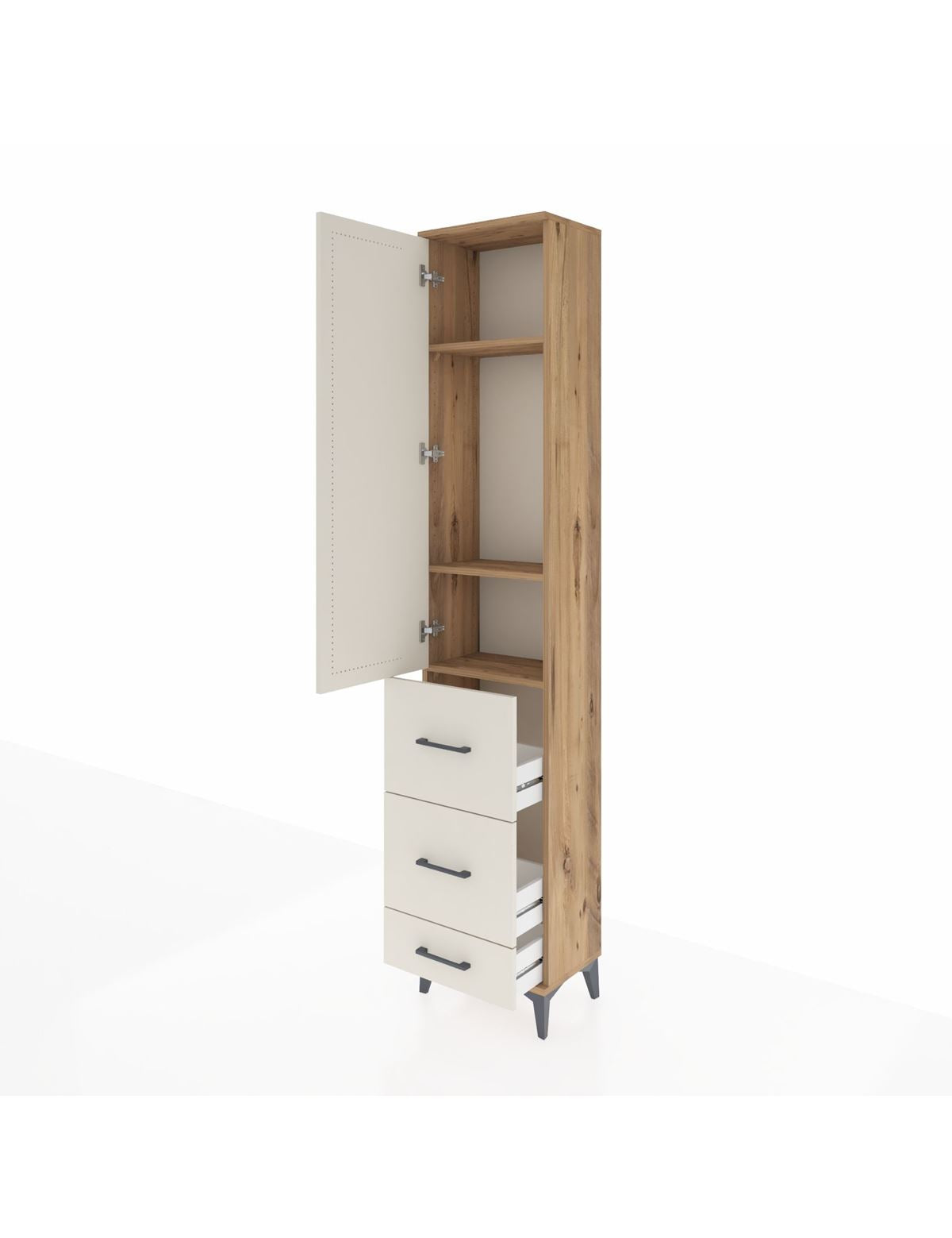 Arges Dolap 3 Raflı 3 Çekmeceli Tek Kapaklı 44x30x221 - S28M065V7A