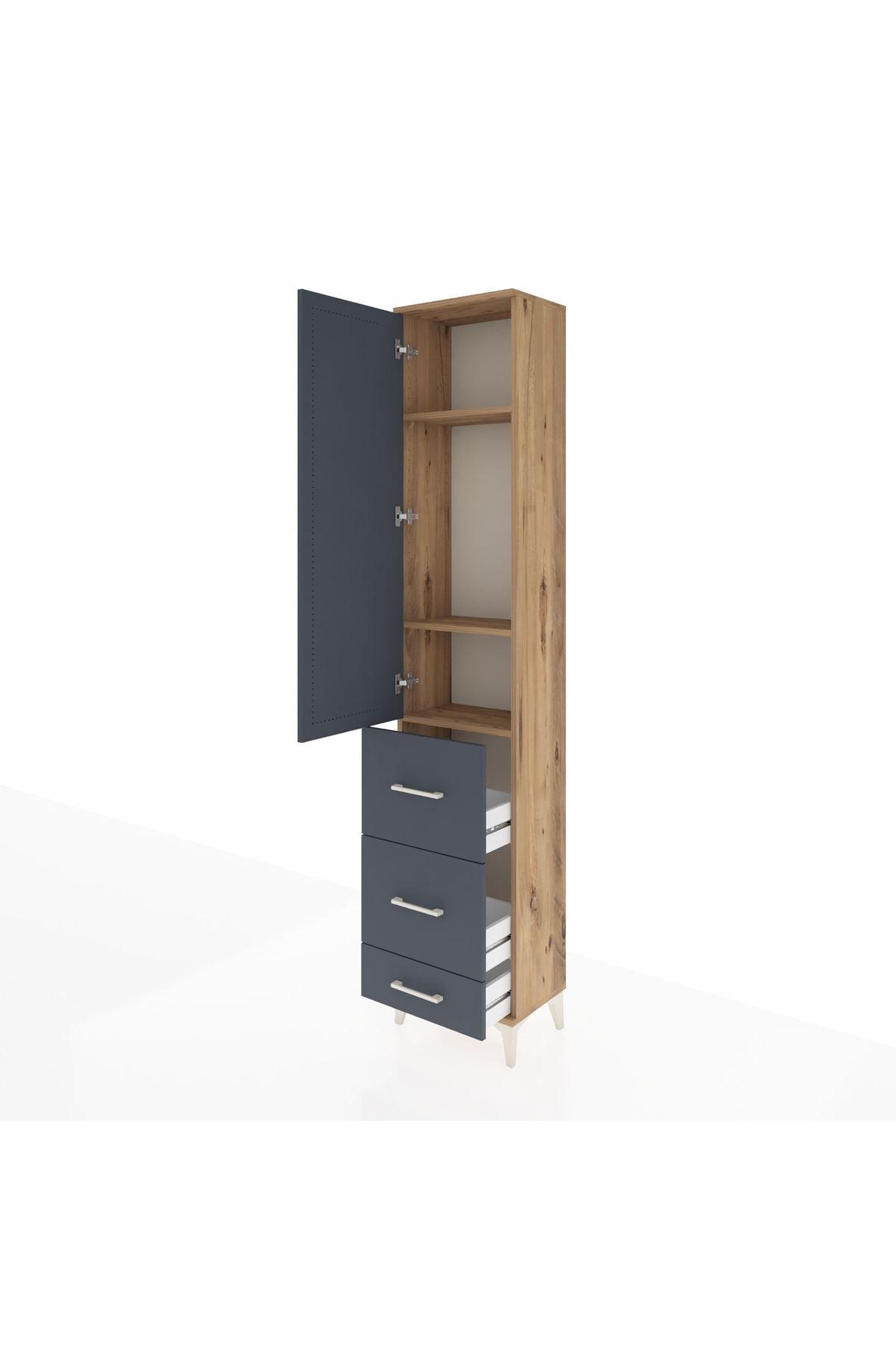 Arges Dolap 3 Raflı 3 Çekmeceli Tek Kapaklı 44x30x221 - S28M065V8A