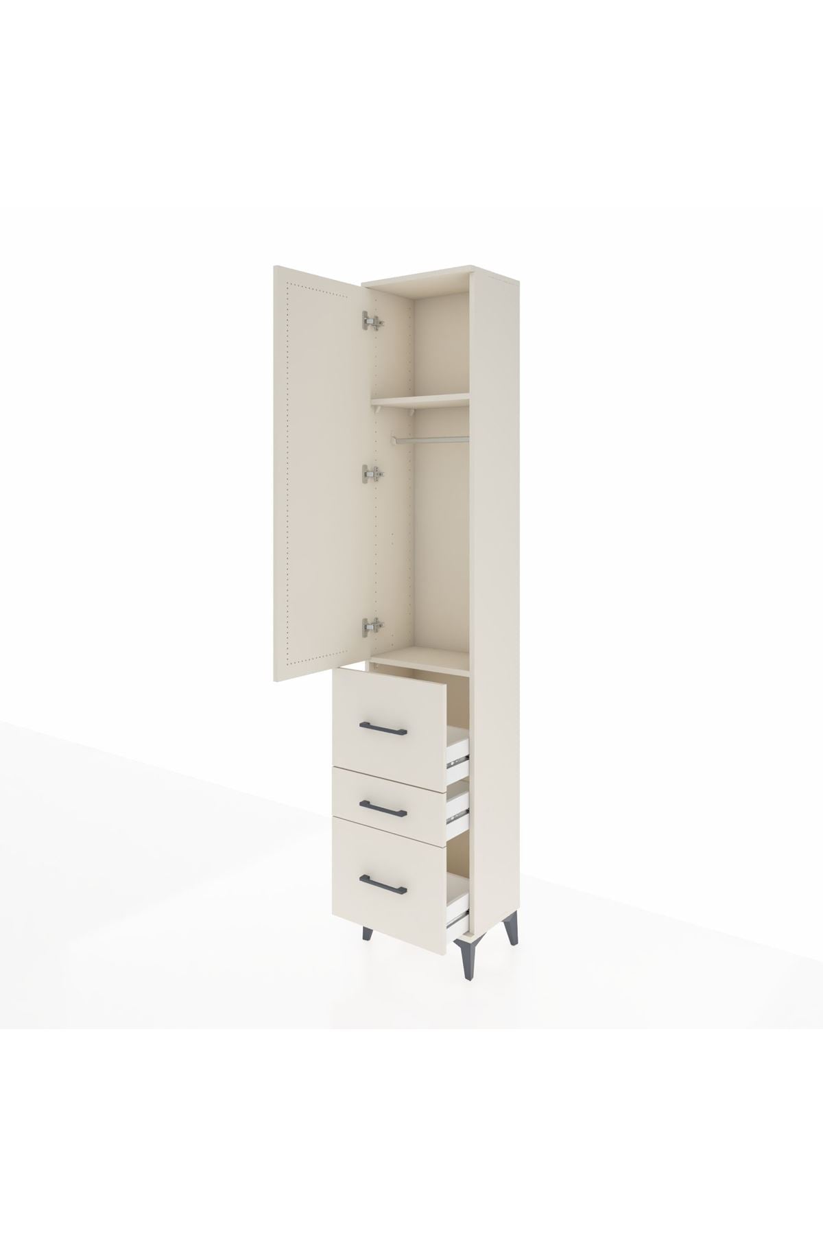 Arges Dolap 2 Raflı 3 Çekmeceli Tek Askılı 44x30x221 - S28M067V1A