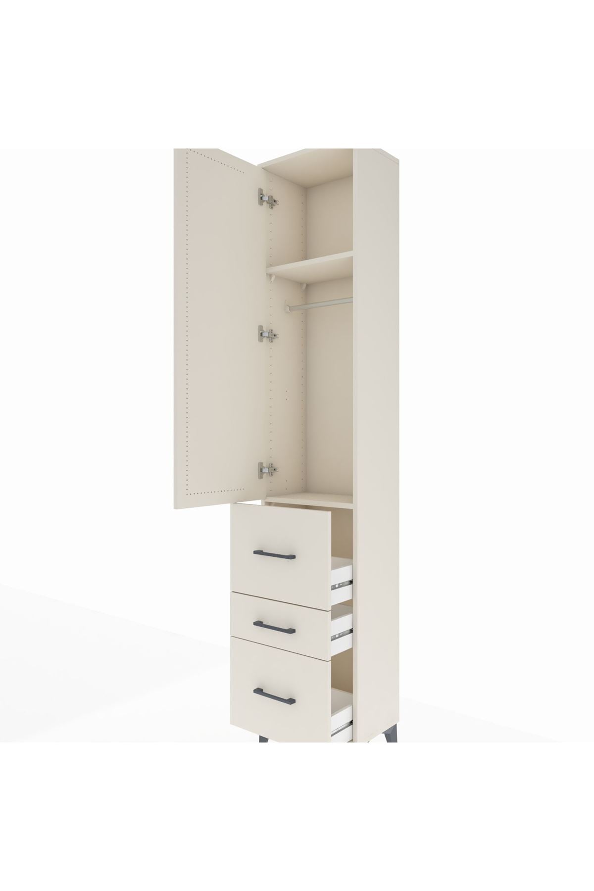 Arges Dolap 2 Raflı 3 Çekmeceli Tek Askılı 44x30x221 - S28M067V1A
