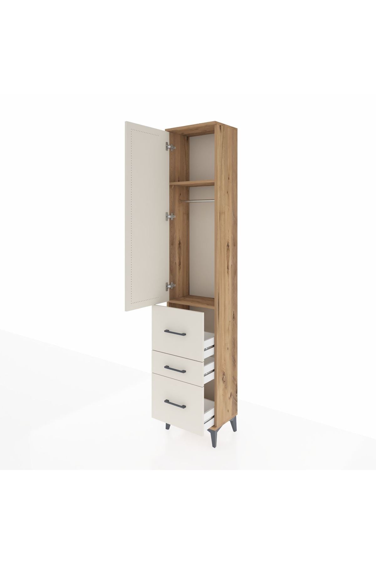 Arges Dolap 2 Raflı 3 Çekmeceli Tek Askılı 44x30x221 - S28M067V7A