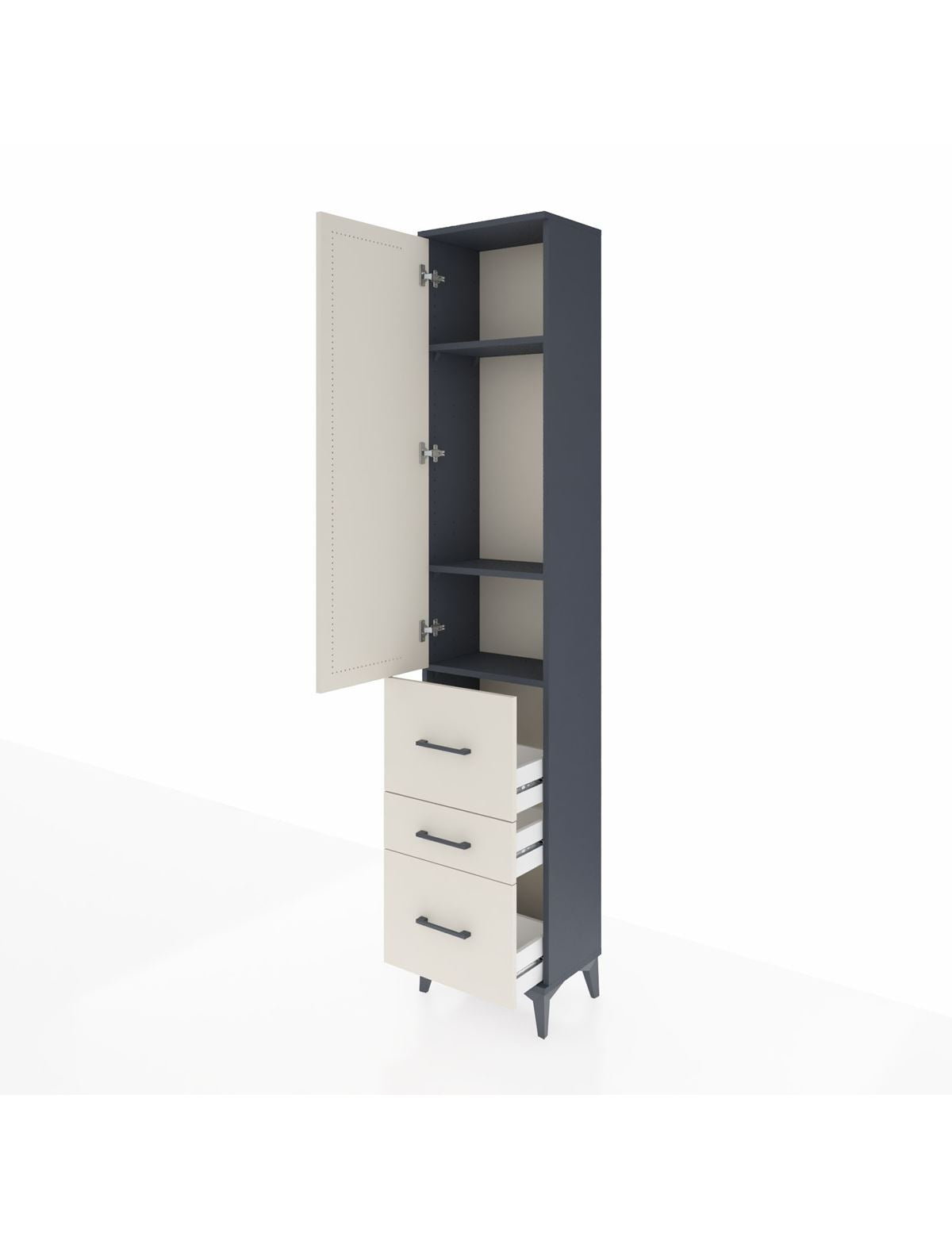 Arges Dolap 3 Raflı 3 Çekmeceli Tek Kapaklı 44x30x221 - S28M068V4A