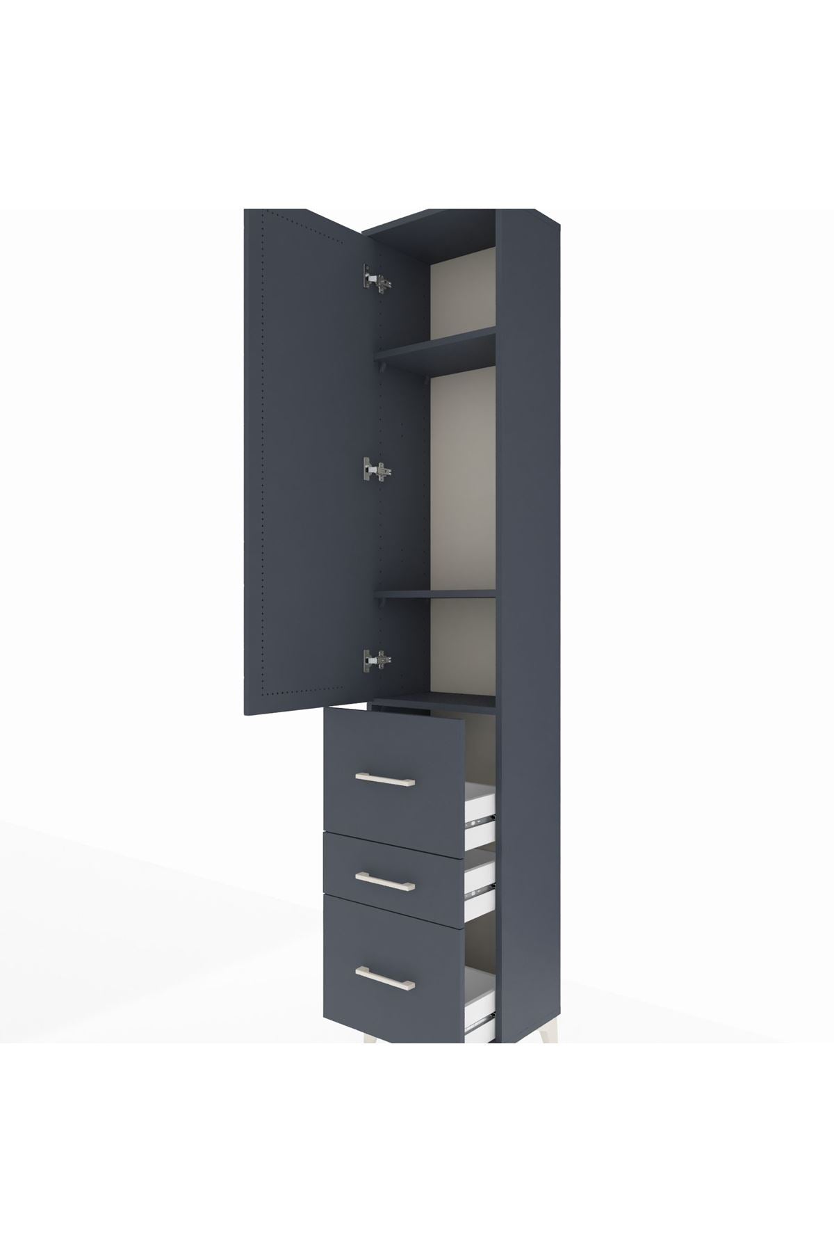Arges Dolap 3 Raflı 3 Çekmeceli Tek Kapaklı 44x30x221 - S28M068V5A