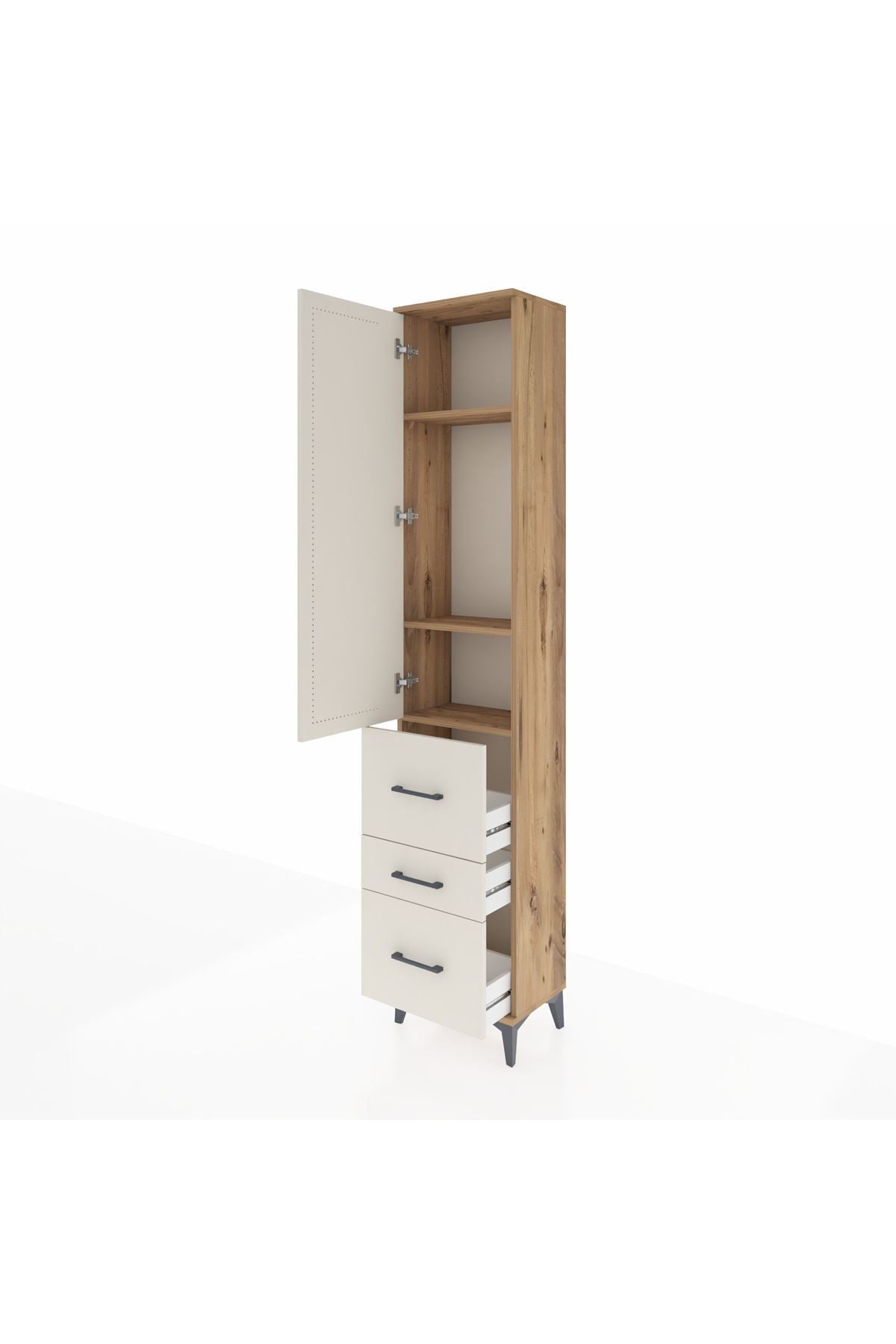 Arges Dolap 3 Raflı 3 Çekmeceli Tek Kapaklı 44x30x221 - S28M068V7A
