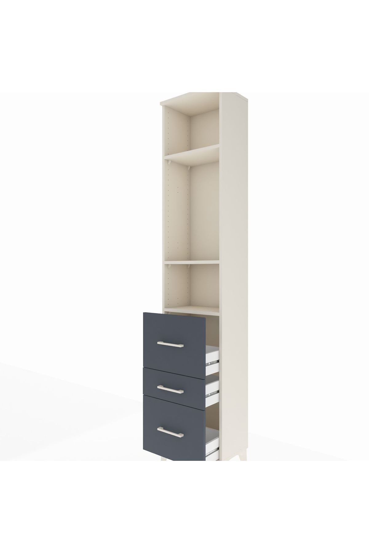 Arges Dolap 3 Raflı 3 Çekmeceli 44x30x221 - S28M069V2A