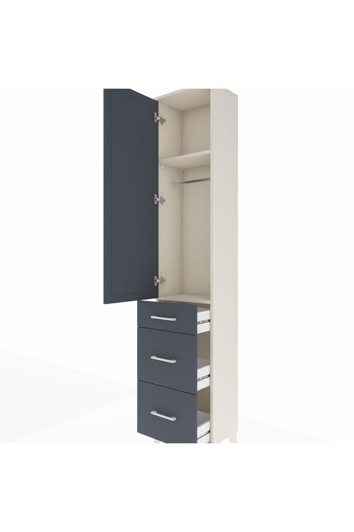 Arges Dolap 2 Raflı 3 Çekmeceli Tek Askılı 44x30x221 - S28M070V2A