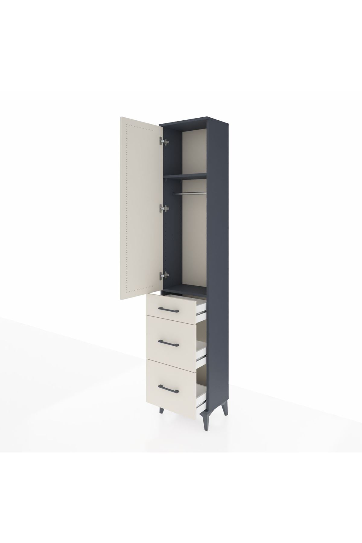 Arges Dolap 2 Raflı 3 Çekmeceli Tek Askılı 44x30x221 - S28M070V4A