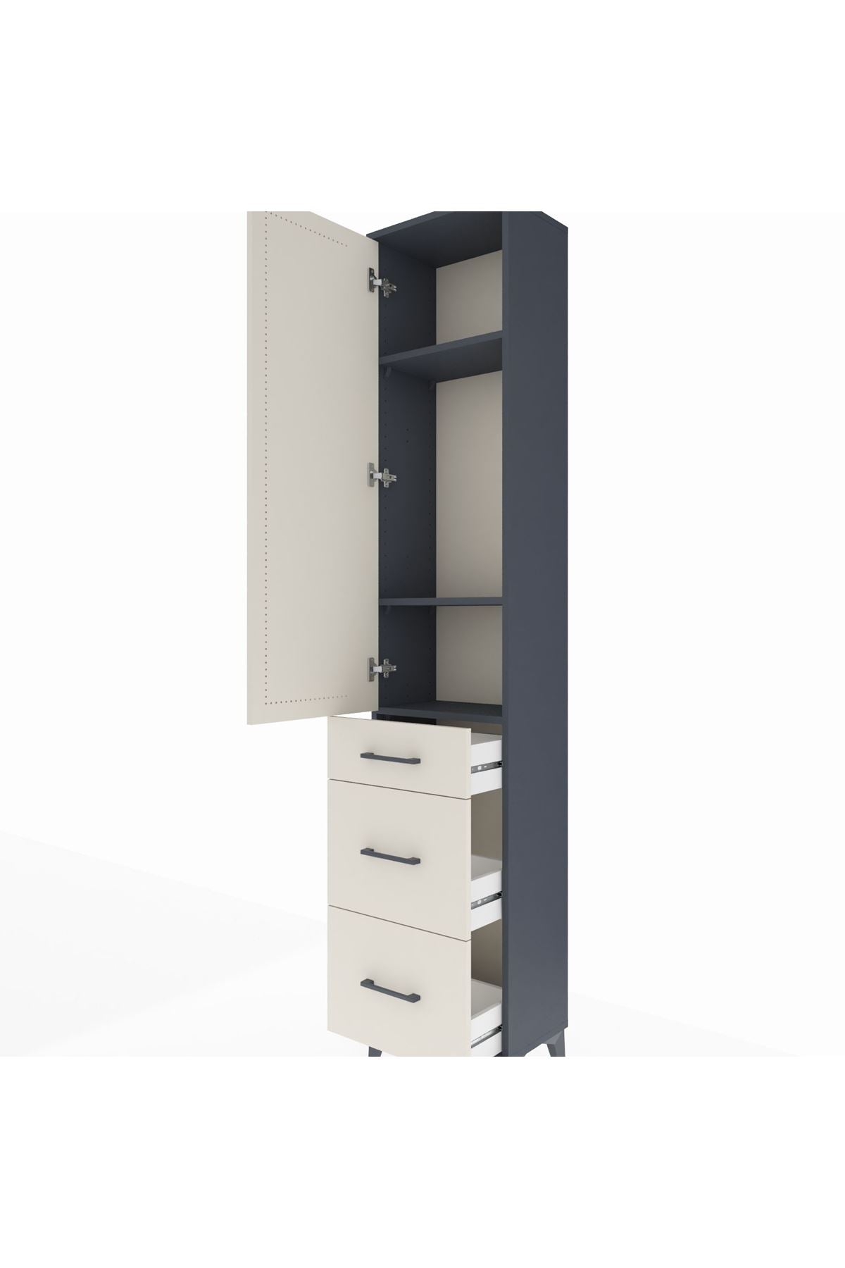 Arges Dolap 3 Raflı 3 Çekmeceli Tek Kapaklı 44x30x221 - S28M071V4A
