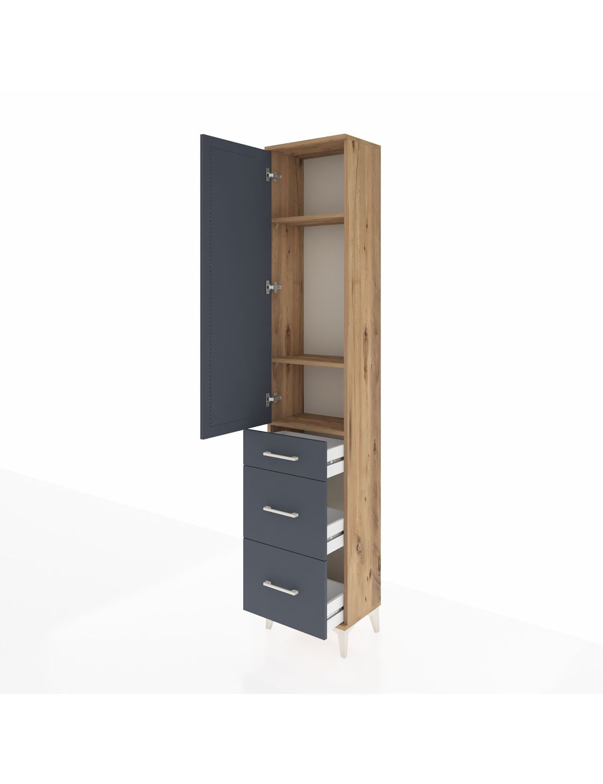 Arges Dolap 3 Raflı 3 Çekmeceli Tek Kapaklı 44x30x221 - S28M071V8A