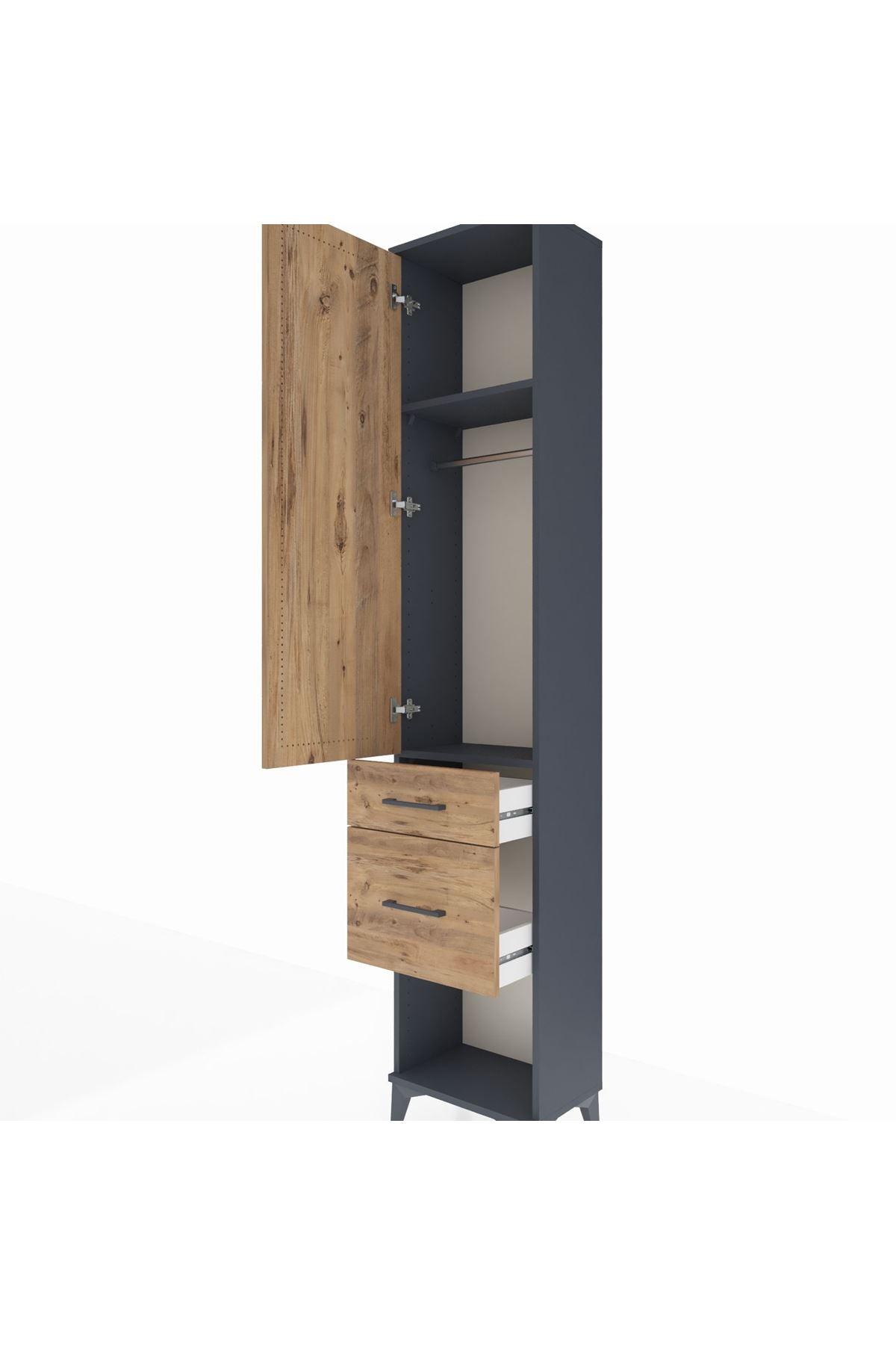 Arges Dolap 2 Raflı 2 Çekmeceli Tek Askılı 44x30x221 - S28M073V6A