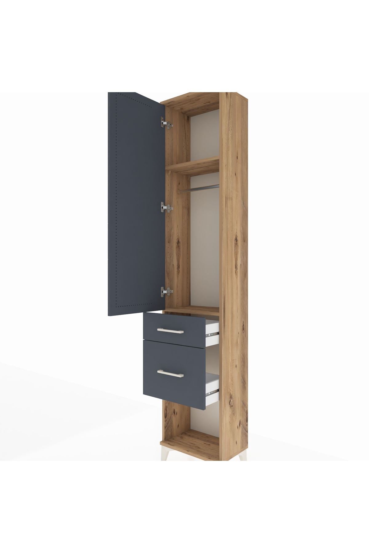 Arges Dolap 2 Raflı 2 Çekmeceli Tek Askılı 44x30x221 - S28M073V8A