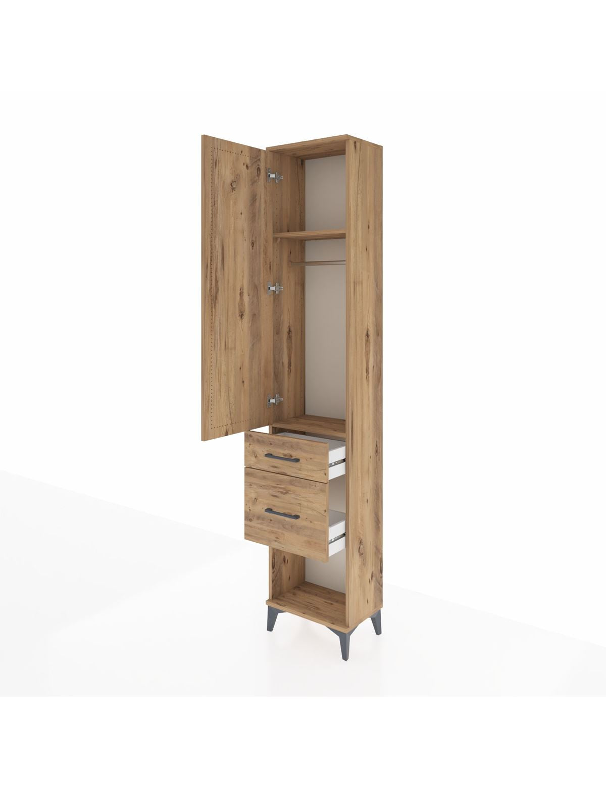 Arges Dolap 2 Raflı 2 Çekmeceli Tek Askılı 44x30x221 - S28M073V9A