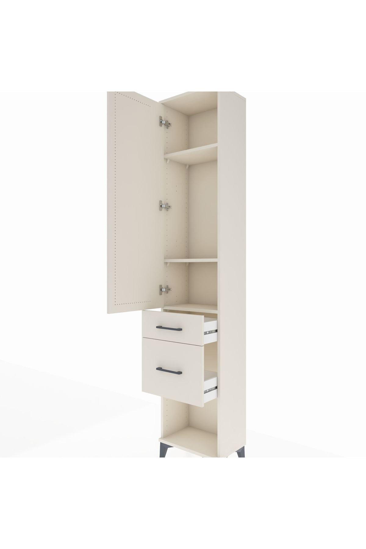 Arges Dolap 3 Raflı 2 Çekmeceli Tek Kapaklı 44x30x221 - S28M074V1A