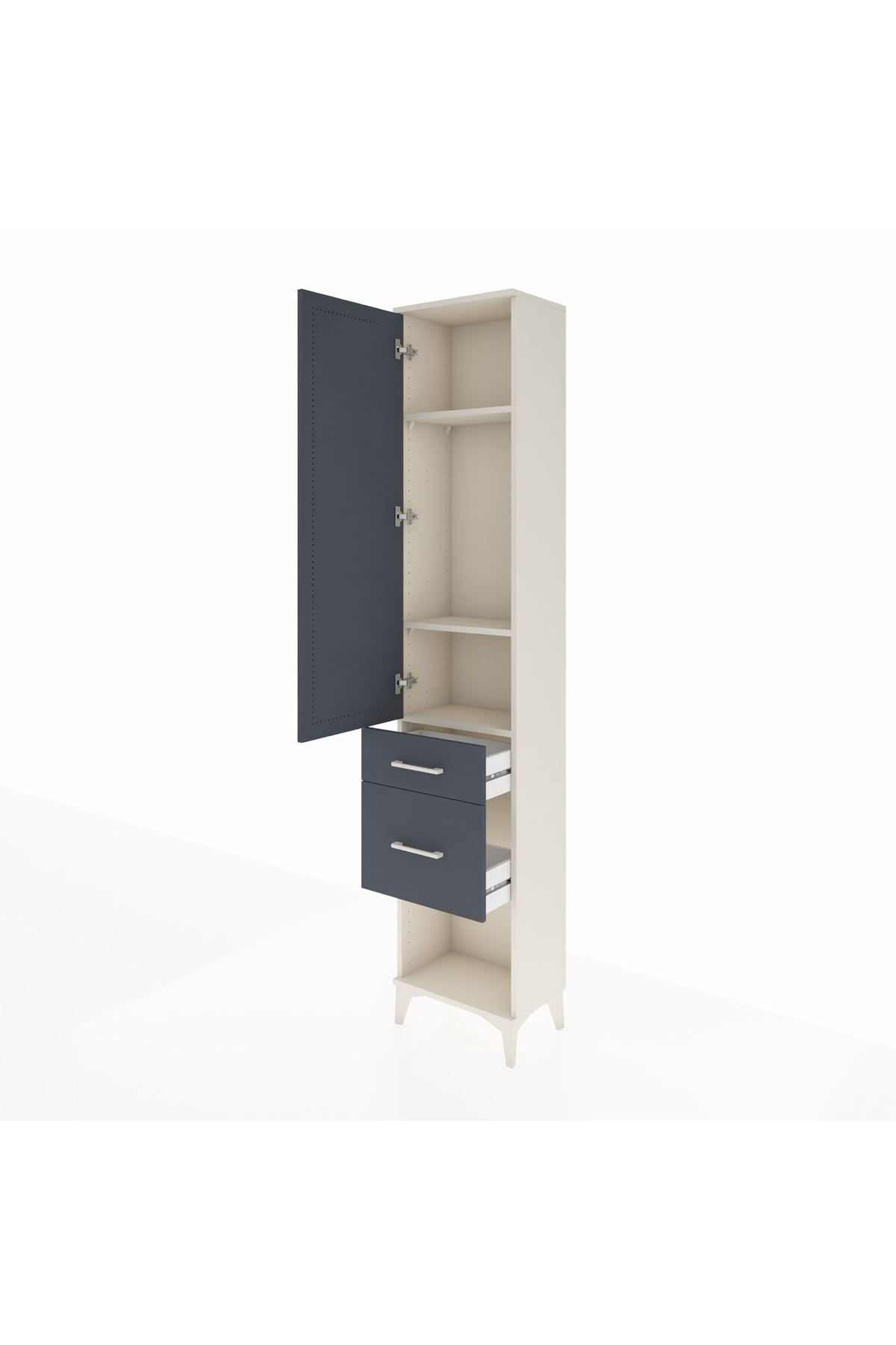 Arges Dolap 3 Raflı 2 Çekmeceli Tek Kapaklı 44x30x221 - S28M074V2A